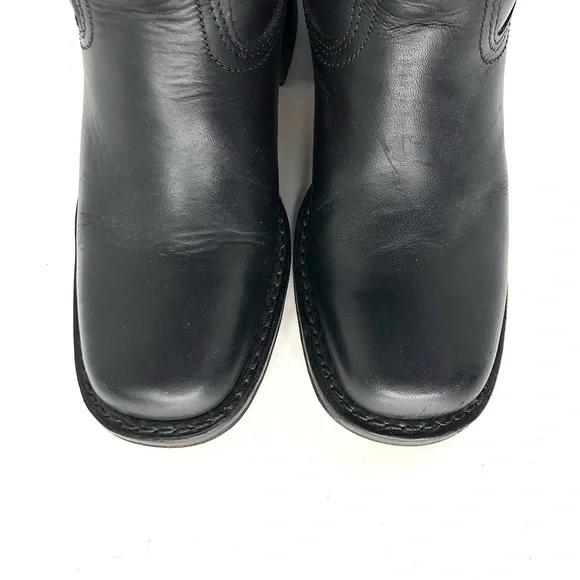Frye 14L Campus Black Square Toe Pull On Riding Boots Women’s 6 Shoes - Picture 9 of 11